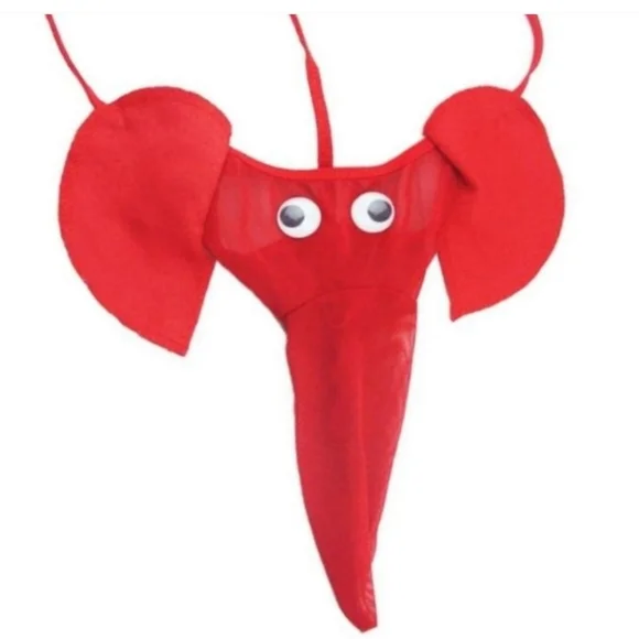 Mens Banana Hammock G String Thong Red Elephant - Picture 2 of 6